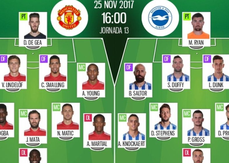 Brighton & Hove Albion F.C. vs Man United Lineups (1)