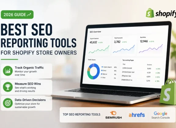 Best SEO Reporting Tools for Shopify Store Owners measuring organic traffic gains and SEO wins in 2026