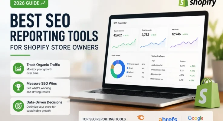 Best SEO Reporting Tools for Shopify Store Owners measuring organic traffic gains and SEO wins in 2026