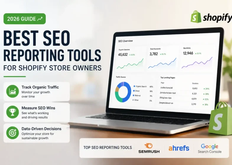 Best SEO Reporting Tools for Shopify Store Owners measuring organic traffic gains and SEO wins in 2026