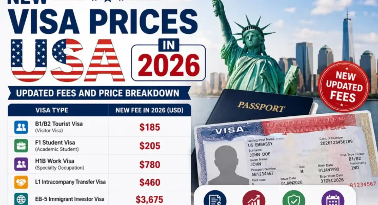 New Visa Prices USA in 2026 Updated Fees and Price Breakdown