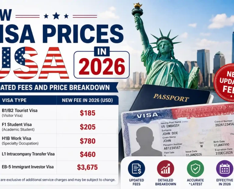 New Visa Prices USA in 2026 Updated Fees and Price Breakdown